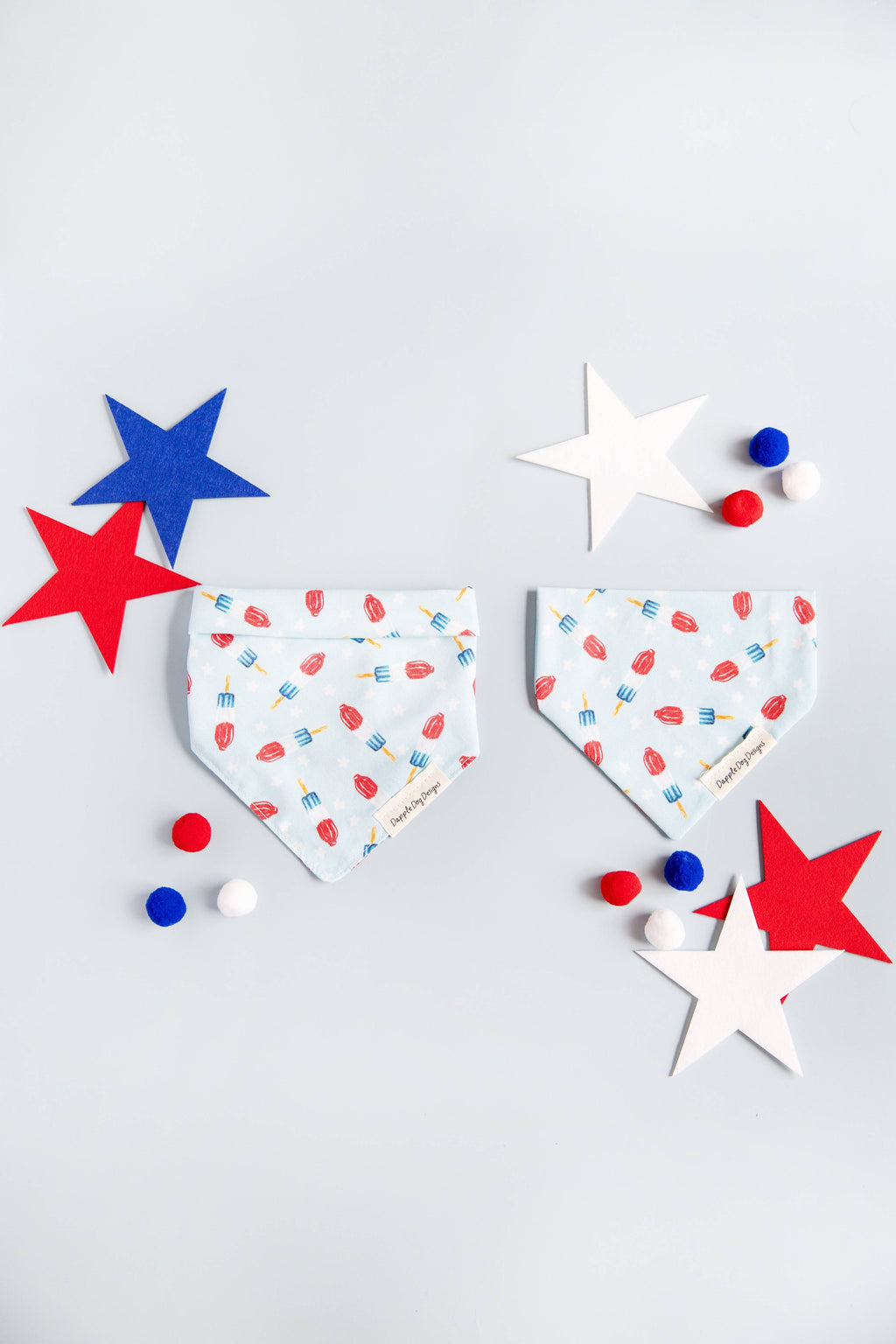 Red, White, & Blue Popsicles Bandana - Summer Dog Bandana:  Tie-On