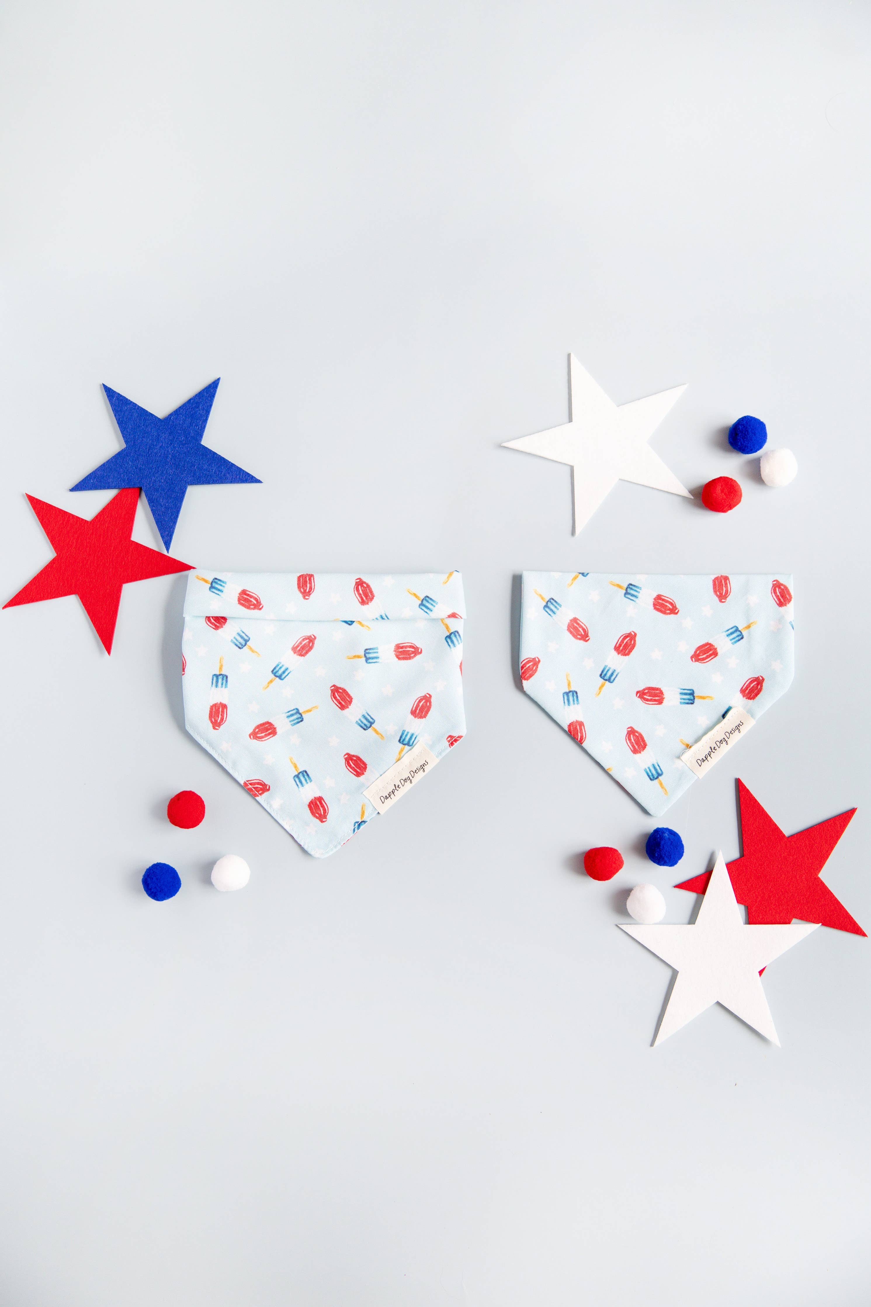 Red, White, & Blue Popsicles Bandana - Summer Dog Bandana:  Tie-On