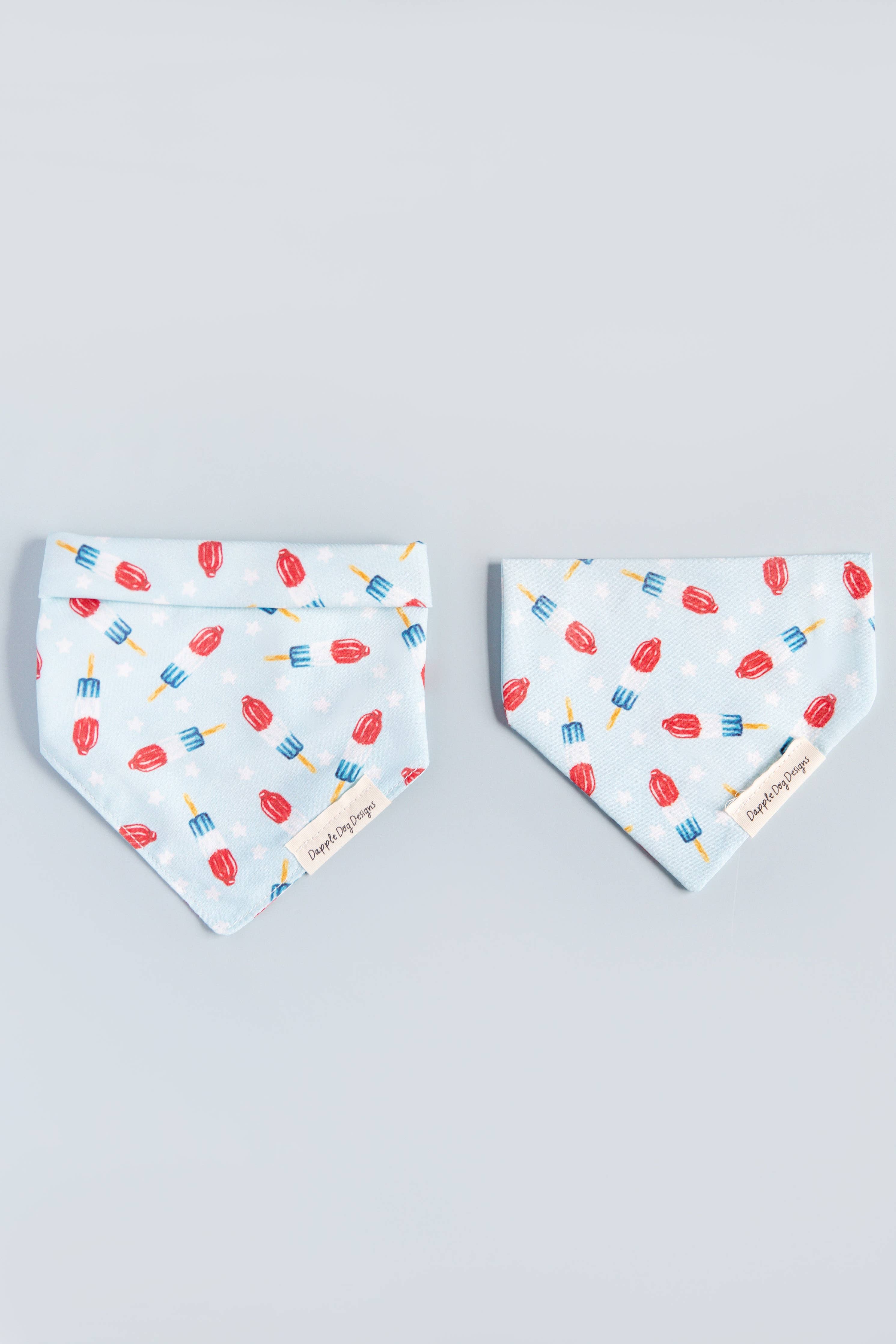 Red, White, & Blue Popsicles Bandana - Summer Dog Bandana:  Tie-On