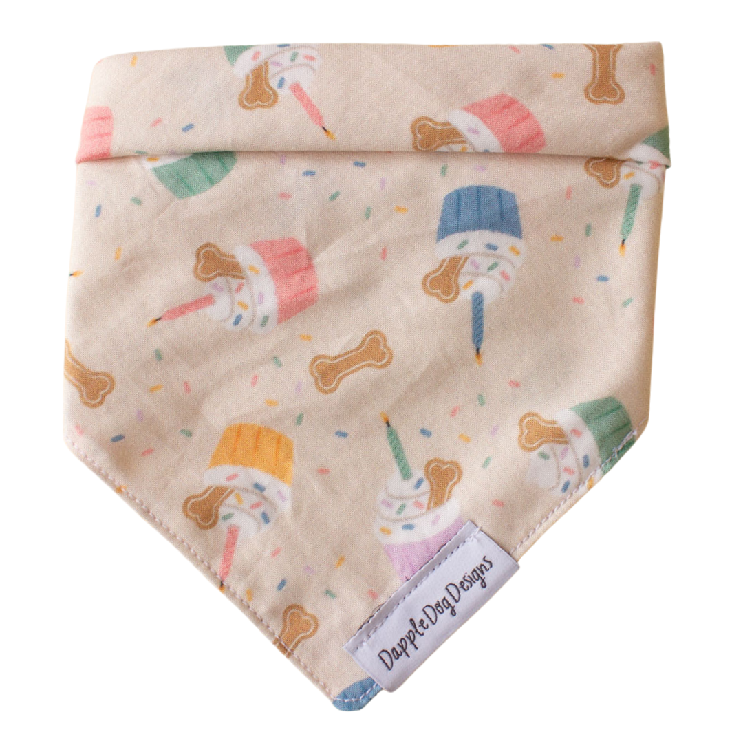 Party Pupcakes Bandana - Birthday Bandana:  Over the Collar